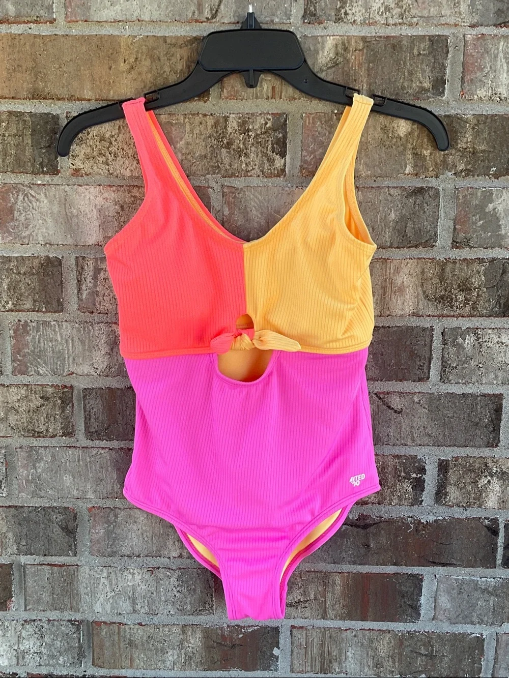 Take 50% OFF- Limited Too Colorblock Tie-Front One-Piece Swimsuit - Size-L